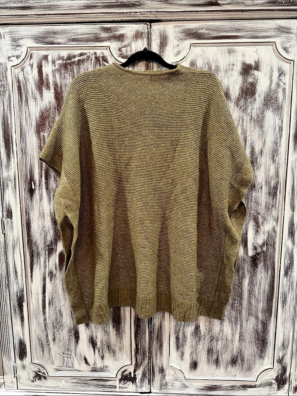 Universal Thread Knit Short Sleeve Sweater Poncho in Green & Brown Like New